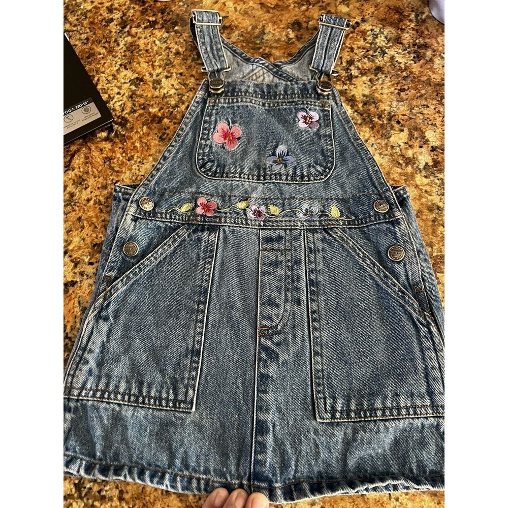 Vintage Arizona Overall Dress‎ Embroidered Overall Denim 100% Cotton Size 4